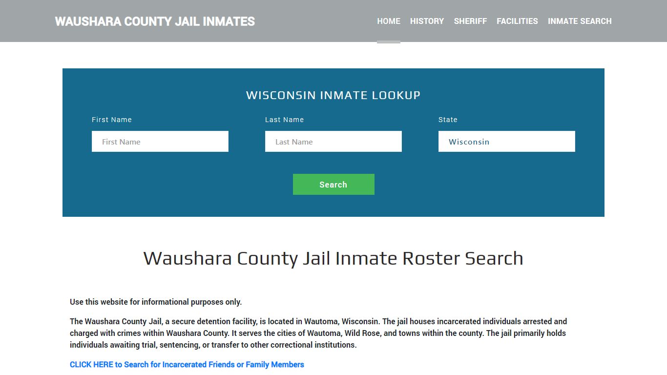 Waushara County Jail Inmate Roster Lookup, Wautoma, WI