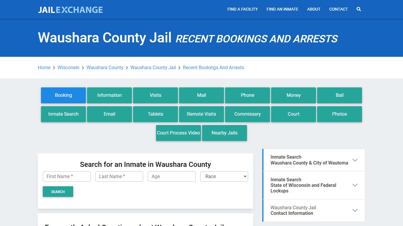 Waushara County Jail Recent Bookings And Arrests - Jail Exchange