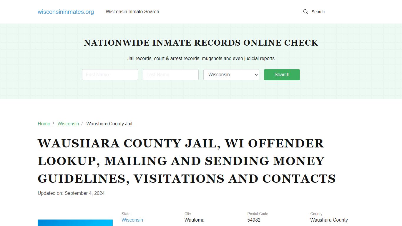 Waushara County Jail - Wisconsin Inmate S