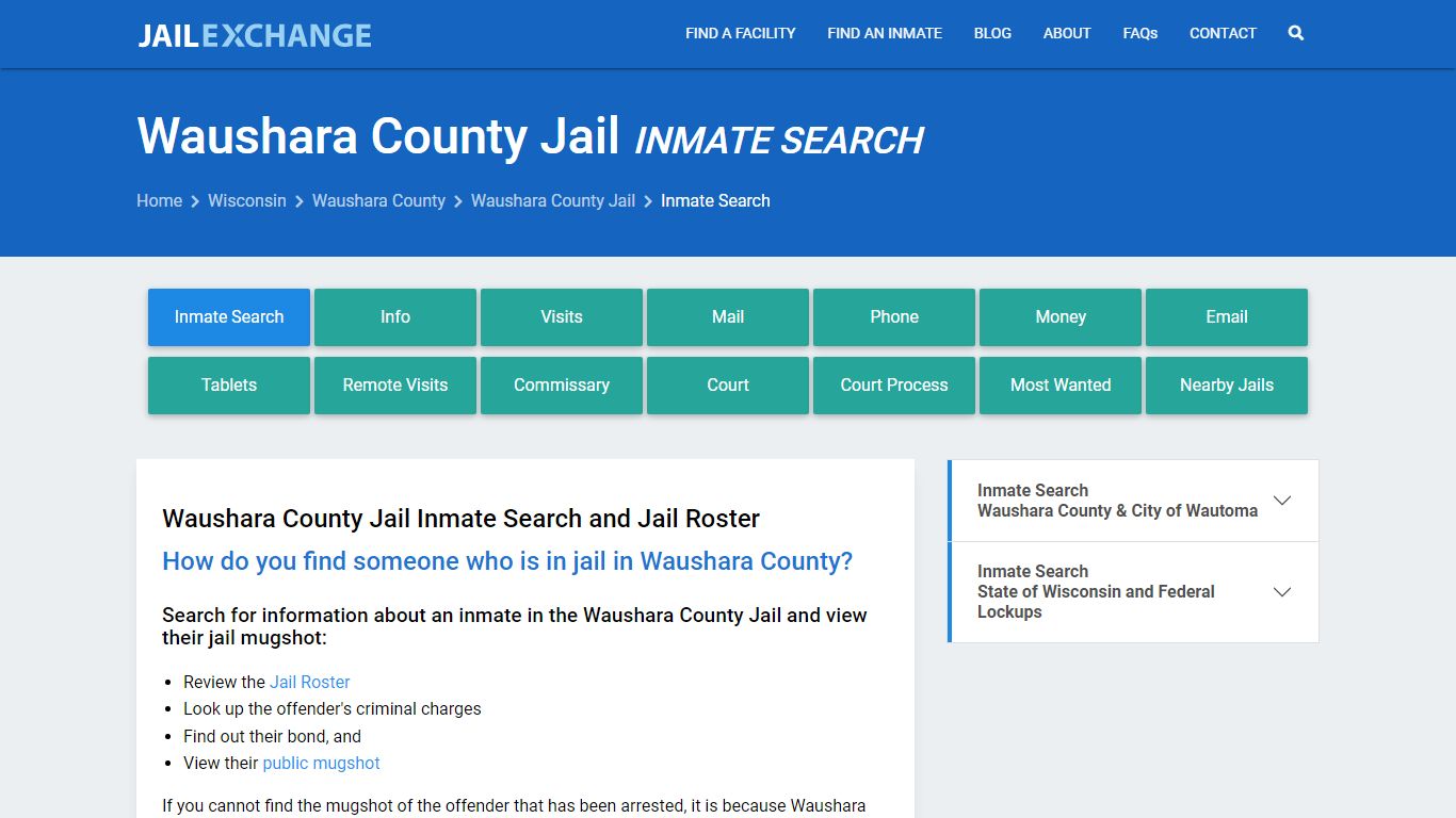 Inmate Search: Roster & Mugshots - Waushara County Jail, WI