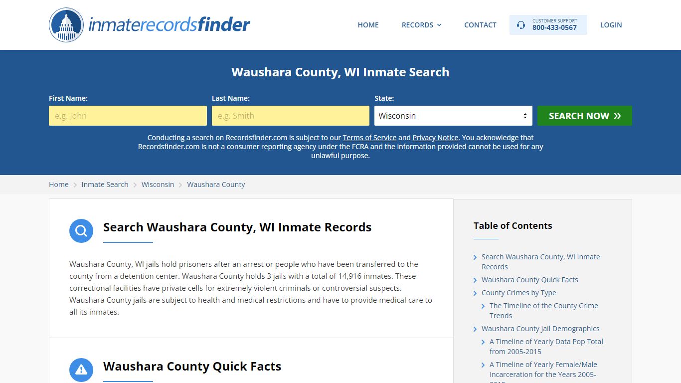Waushara County, WI Inmate Lookup & Jail Records Online
