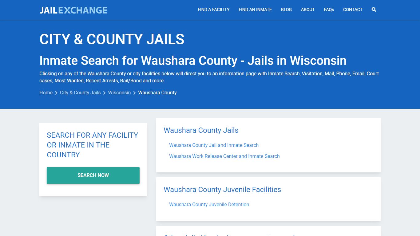 Inmate Search for Waushara County | Jails in Wisconsin - Jail Exchange